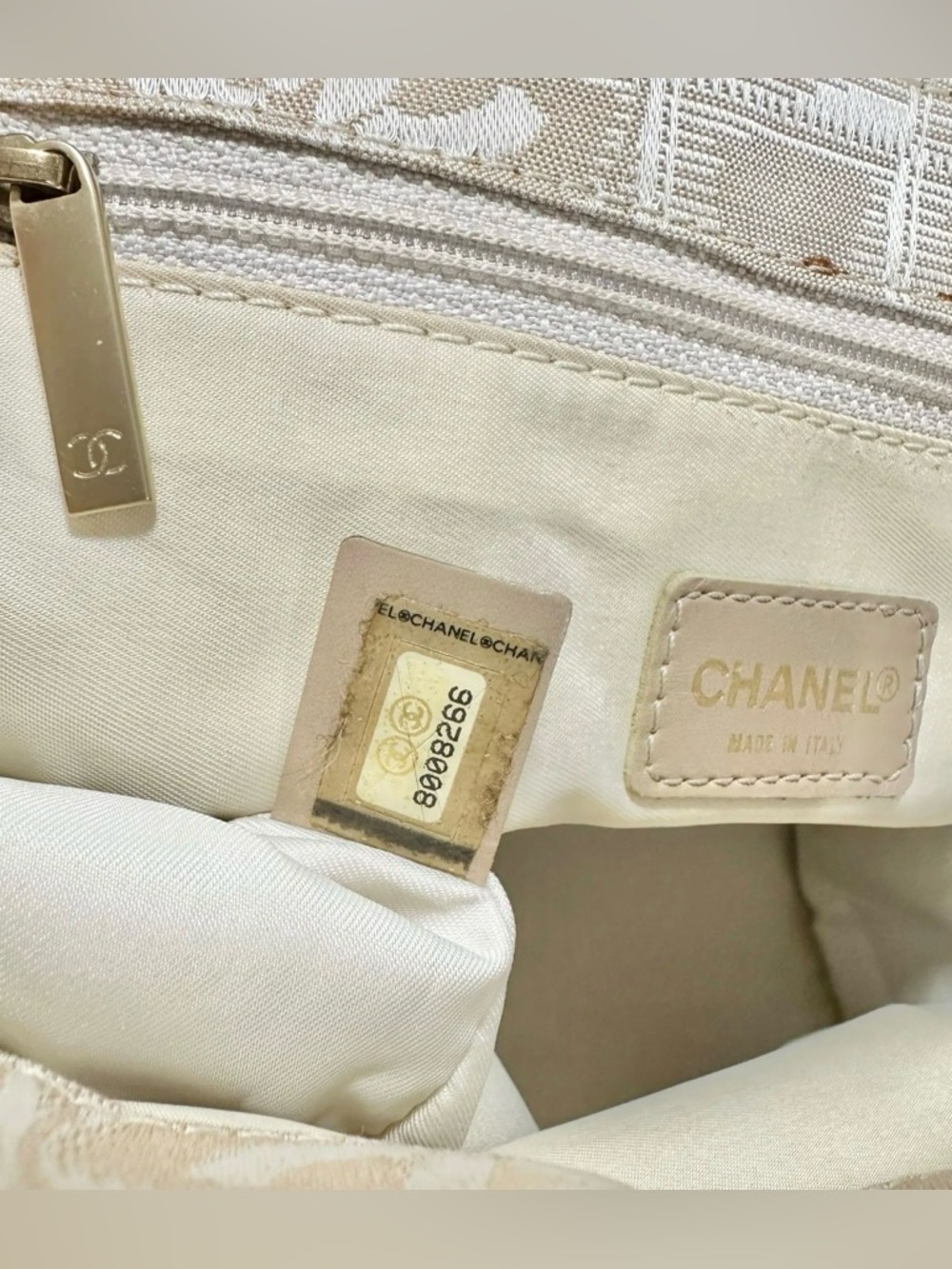 Chanel Beige Nylon & Leather Travel Line Shoulder Bag - Picture 7 of 14